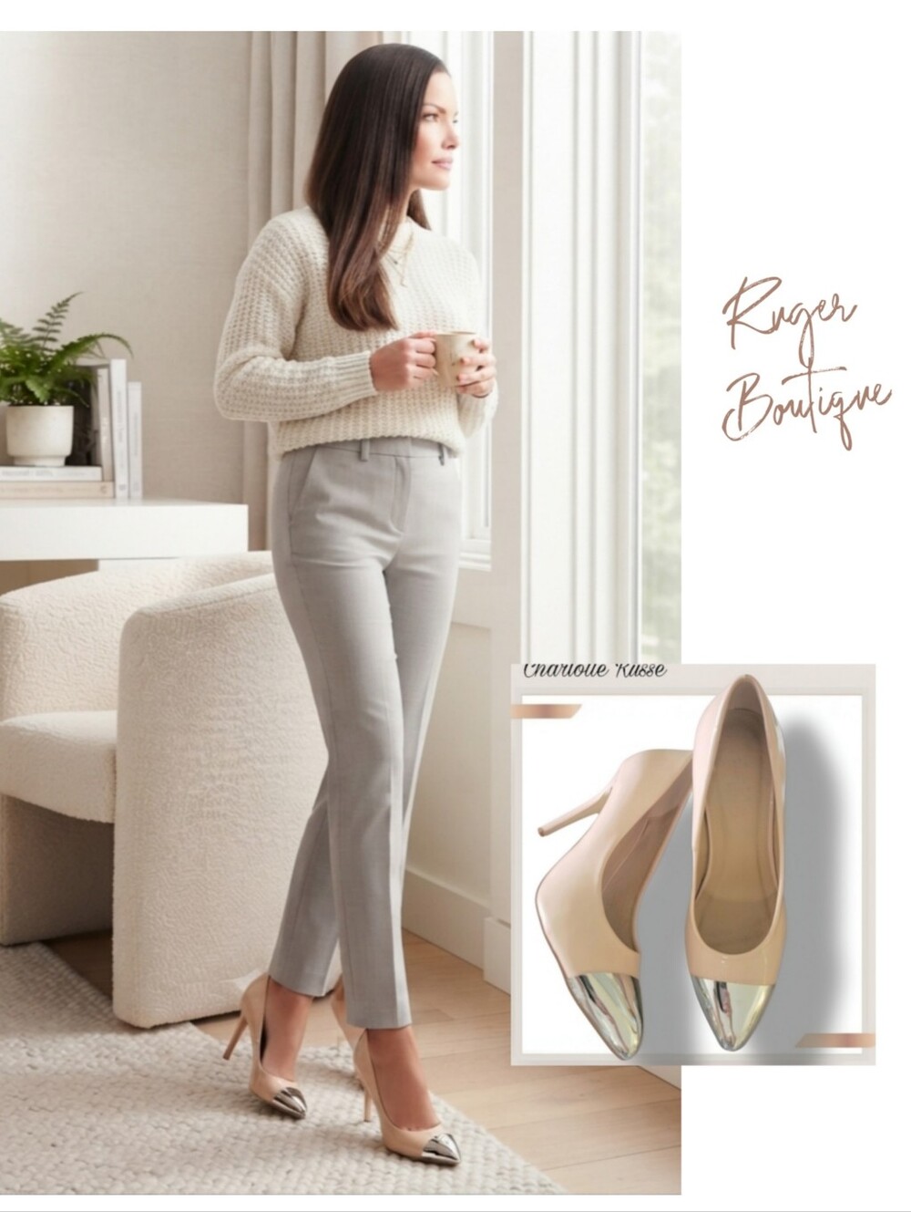 🌿Charlotte Russe Blush Pink/Nude Chrome Cap Toe Stiletto Pumps Size 8